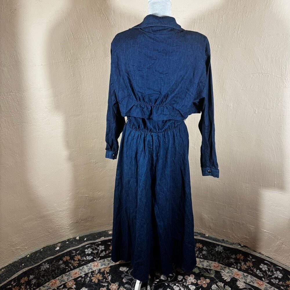 Sassa Ltd. Vintage 1980s Dark Wash Denim Western Dress – Silver Concho & Collar - Picture 5 of 8